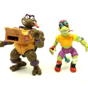 TMNT Teenage Mutant Ninja Turtle Action Figures Mondo Gecko/Donatello Pizza Toss